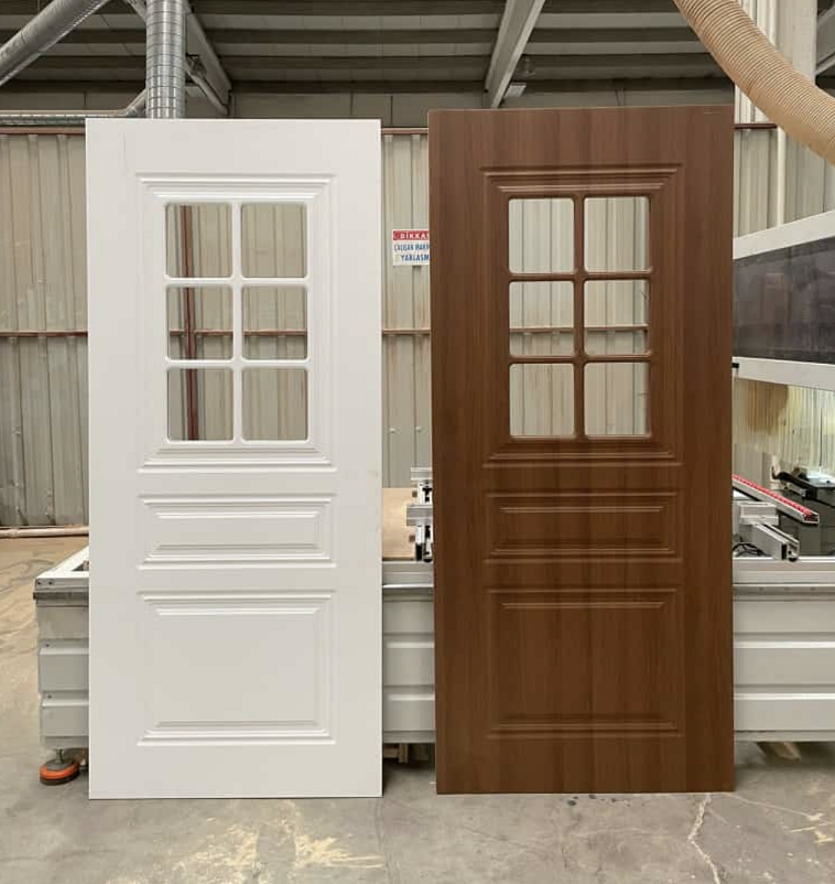 glass pvc wood door two color