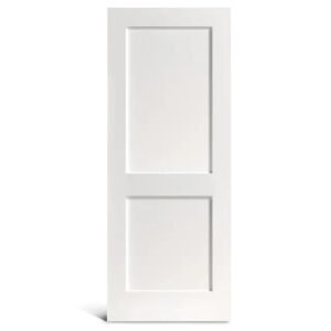2 panel primed white Shaker solid core wood door