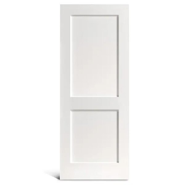 2 panel primed white Shaker solid core wood door